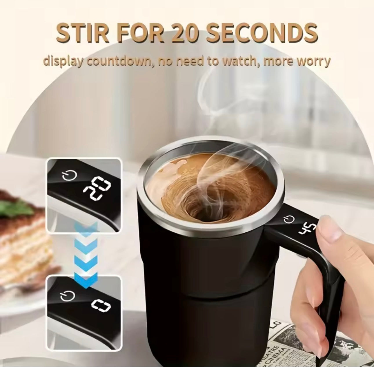 LuxeMix™ Smart Self-Stirring Temperature Display Mug
