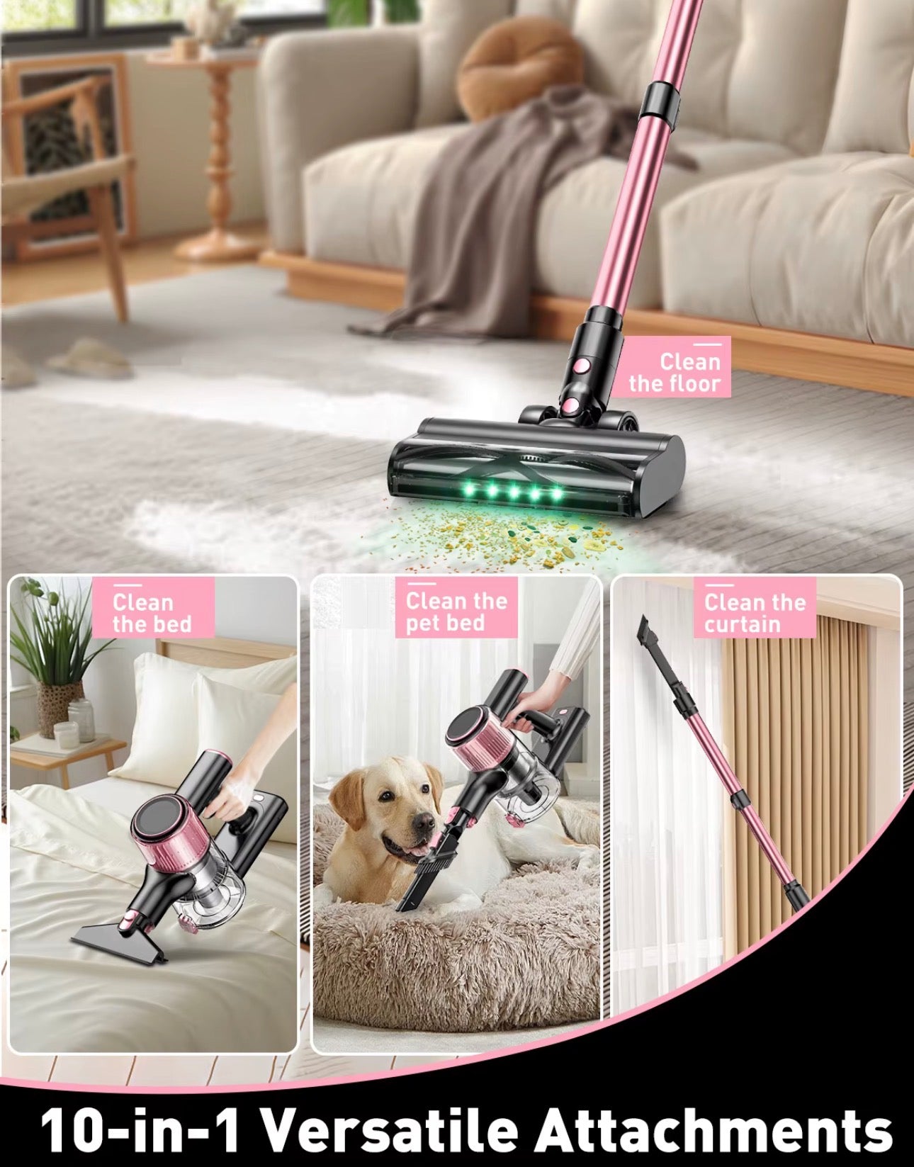 LuxeNova™ Cordless 10-in-1 Stick Vacuum Cleaner | 55kPa Powerful Suction