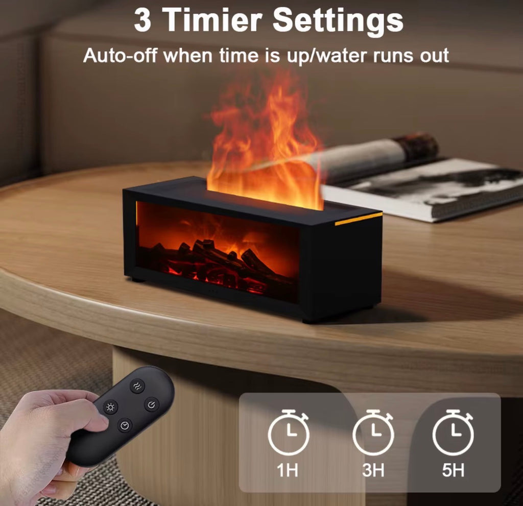 Flame Aroma Humidifier – LED Fireplace Essential Oil Diffuser