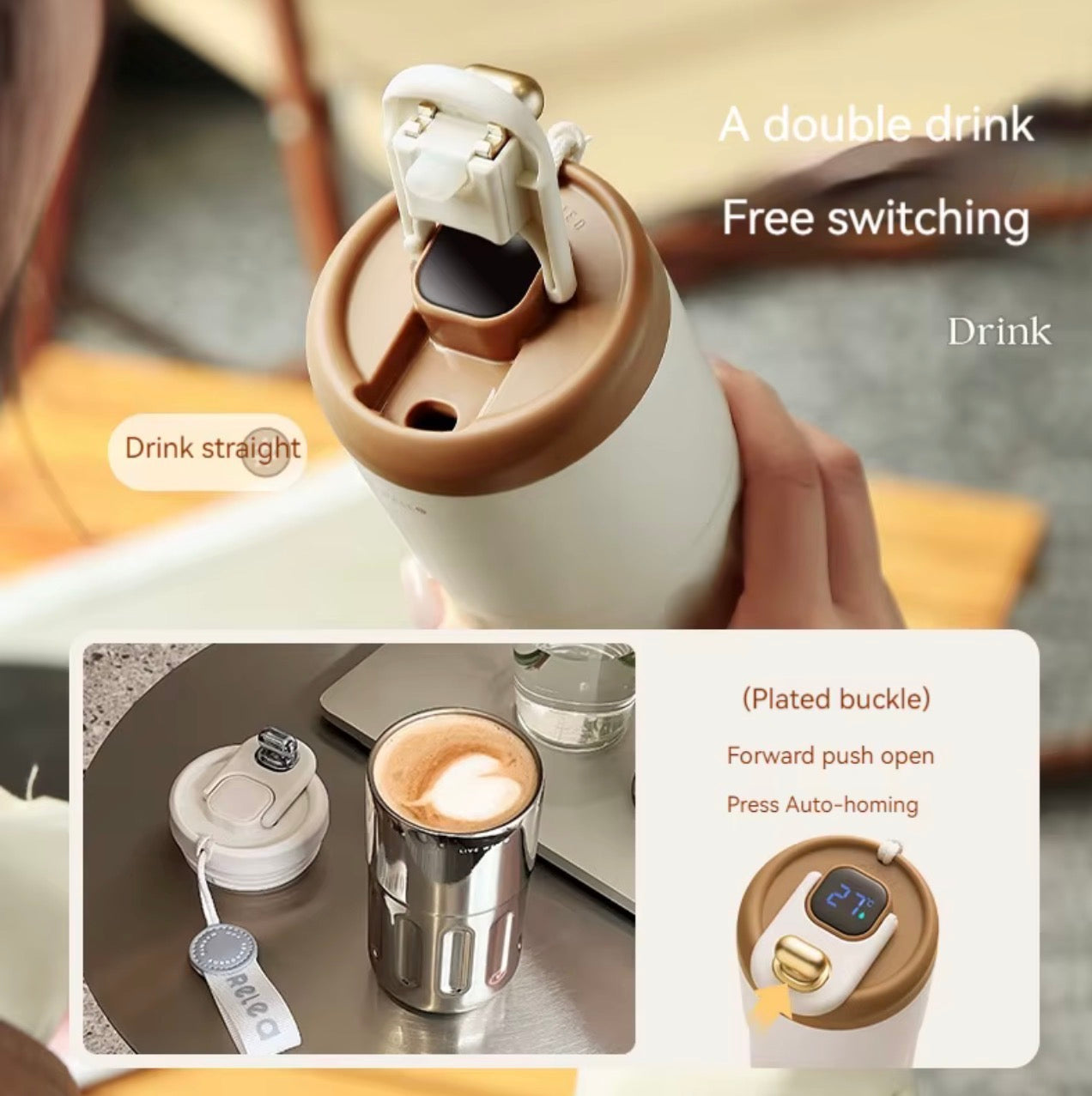 Smart Temperature Display Travel Mug | 450ml Insulated Coffee Cup