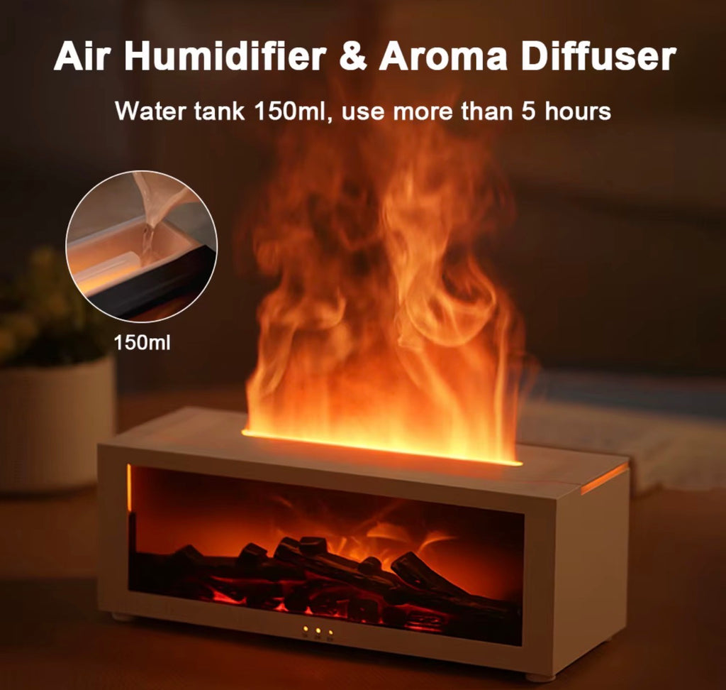 Flame Aroma Humidifier – LED Fireplace Essential Oil Diffuser