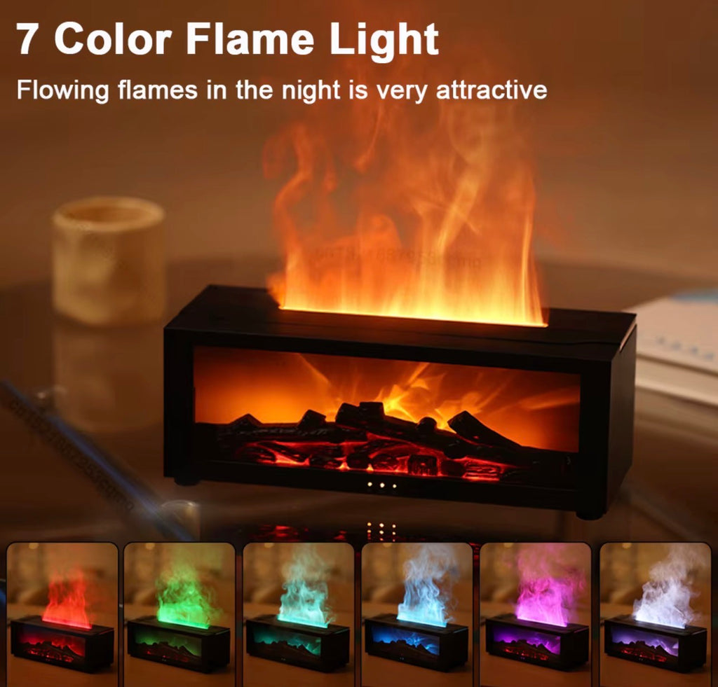Flame Aroma Humidifier – LED Fireplace Essential Oil Diffuser