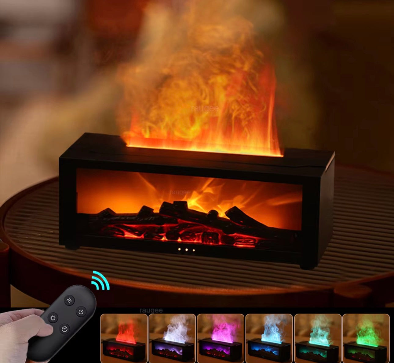 Flame Aroma Humidifier – LED Fireplace Essential Oil Diffuser